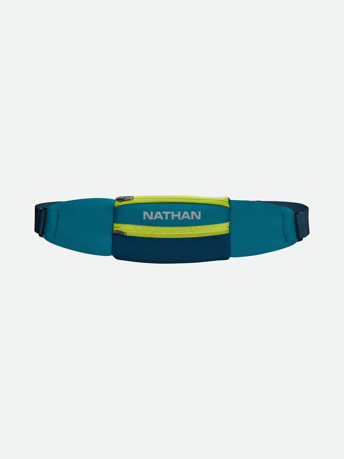 color:Storm Green/Finish Lime||view:SKU Image Primary||seo:Nathan 5K Waist Running Belt - Storm Green/Finish Lime - Back of Belt