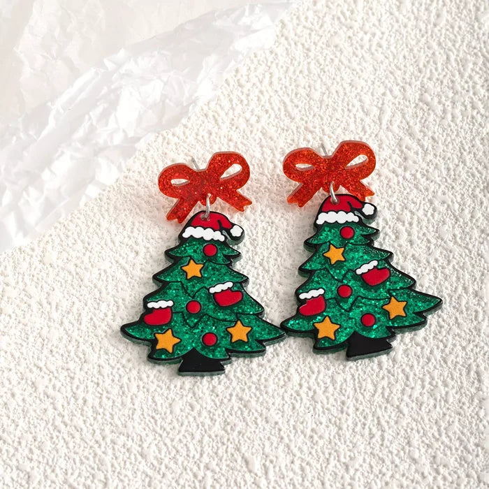 Acrylic Christmas Tree Drop Earrings