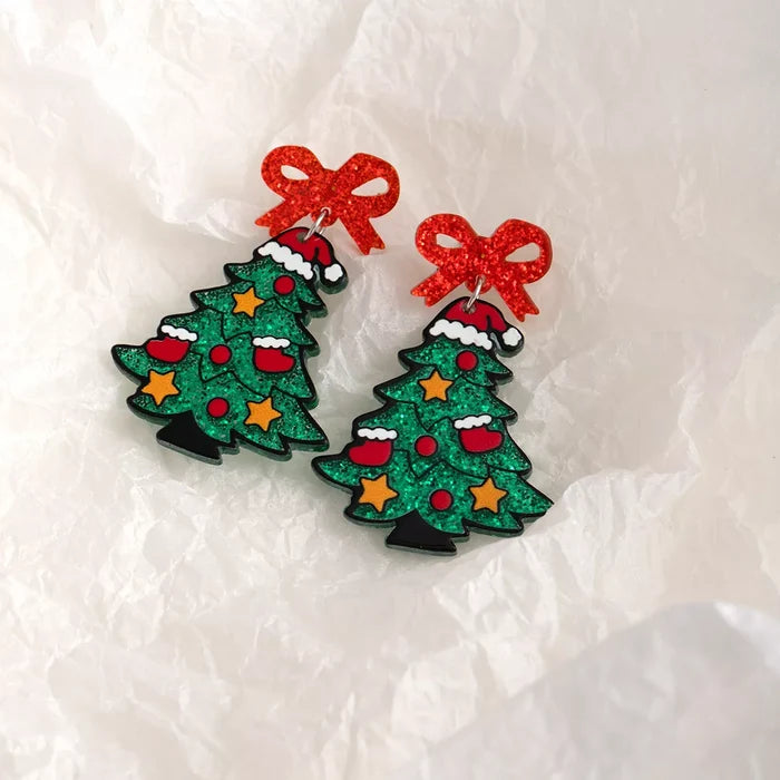 Acrylic Christmas Tree Drop Earrings