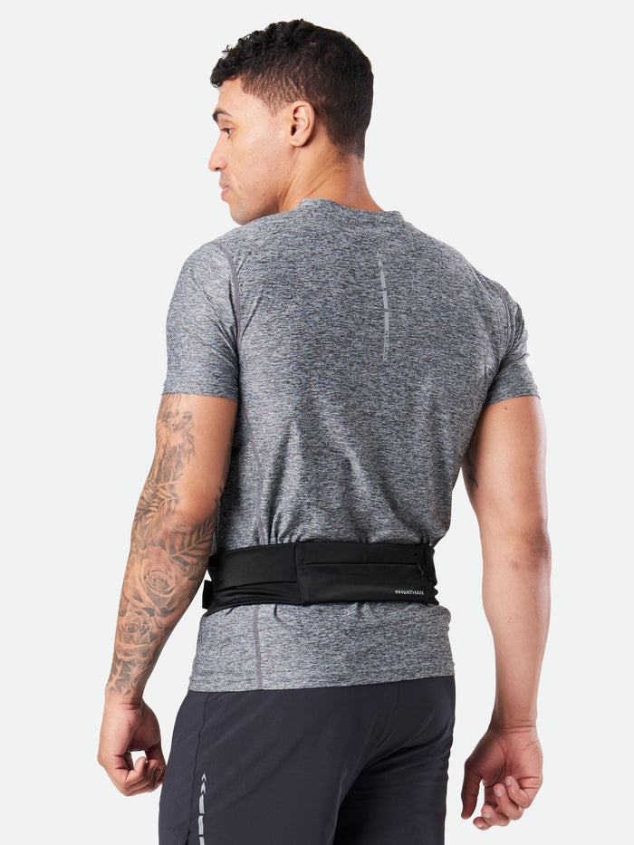 color:Black||seo:Nathan Adjustable-Fit Zipster 2.0 Black Training Waist Belt – On Model – Back View