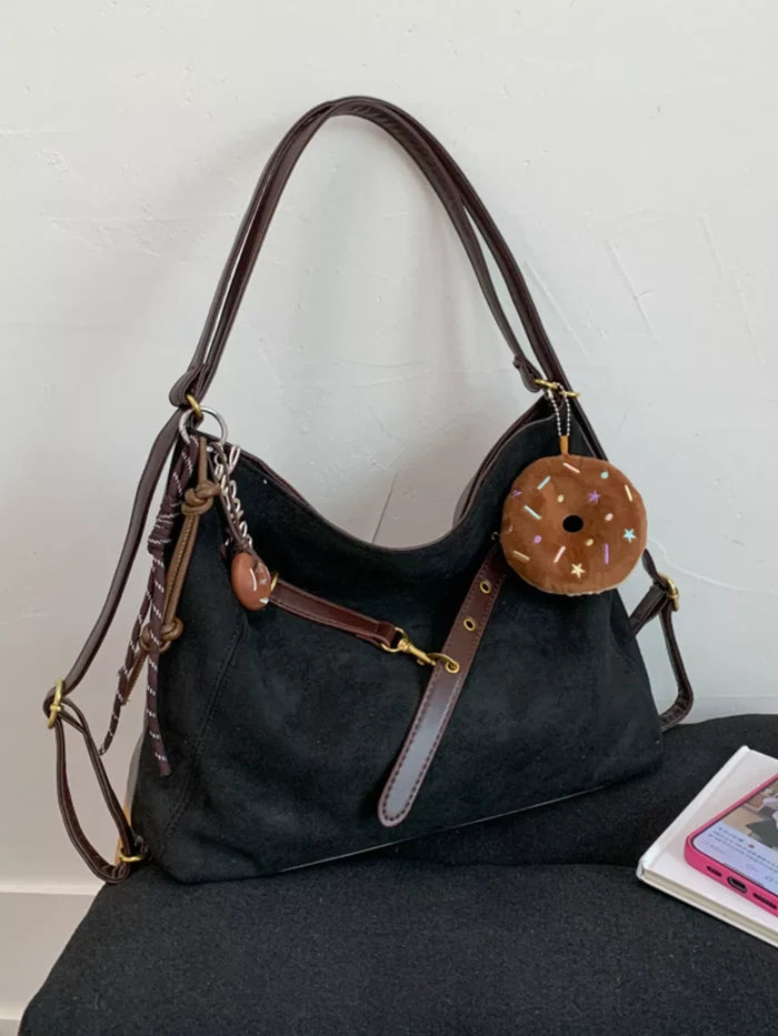 Adjustable Strap Handbag with Charm