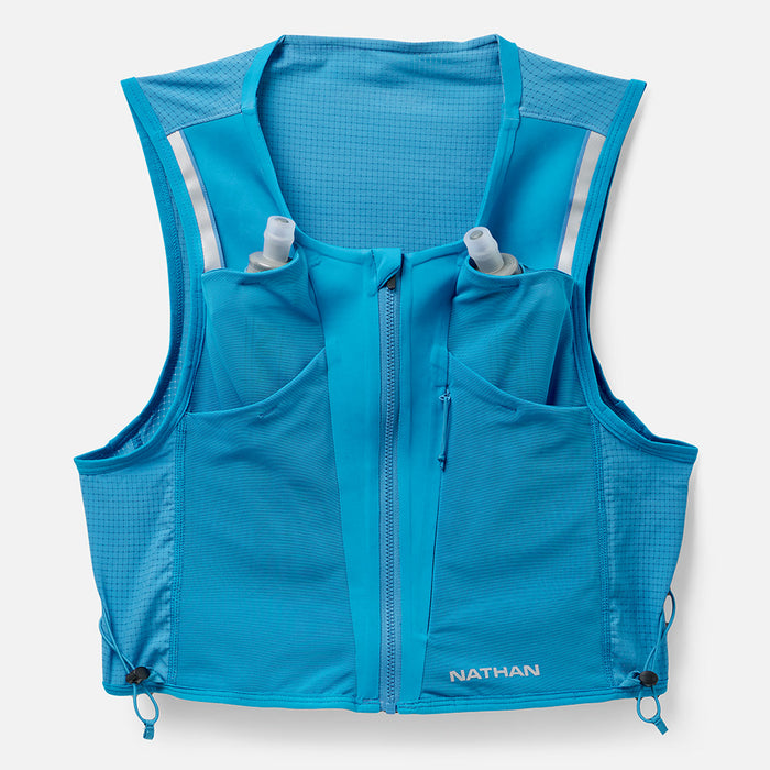 color:Electric Blue/Reflective Silver||view:SKU image primary||seo: AeroZip 1 Liter Unisex Hydration Race Vest - Electric Blue/Reflective Silver - Front of Pack