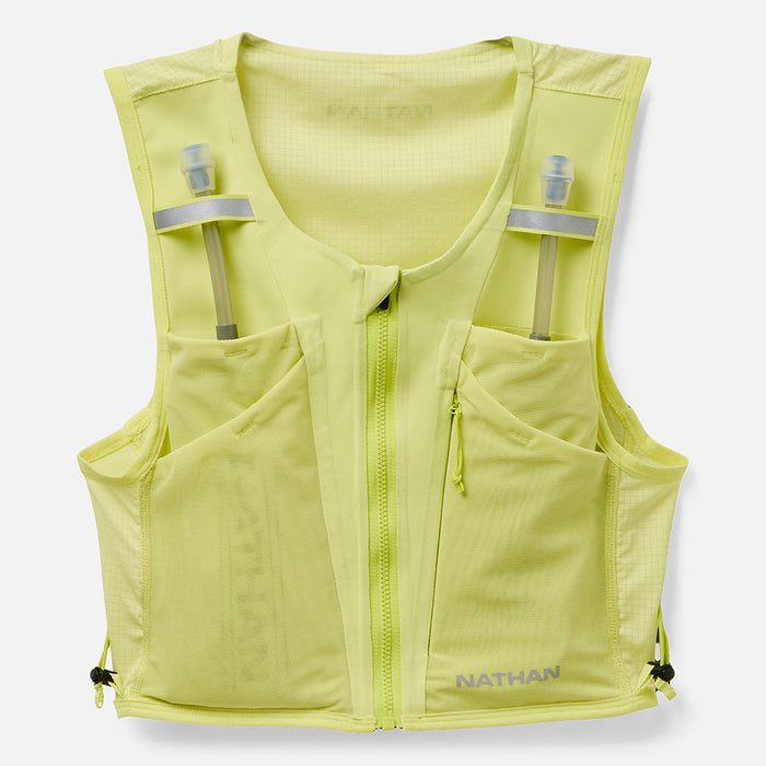 color:Light Lime/Reflective Silver||view:SKU image primary||seo: AeroZip 1 Liter Women’s Hydration Race Vest - Light Lime/Reflective Silver - Front of Pack