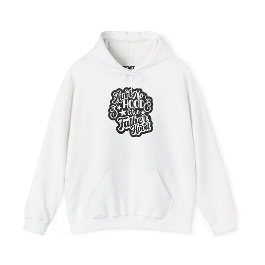 dark heather hoodie with ain't no hood like fatherhood funny dad slogan design