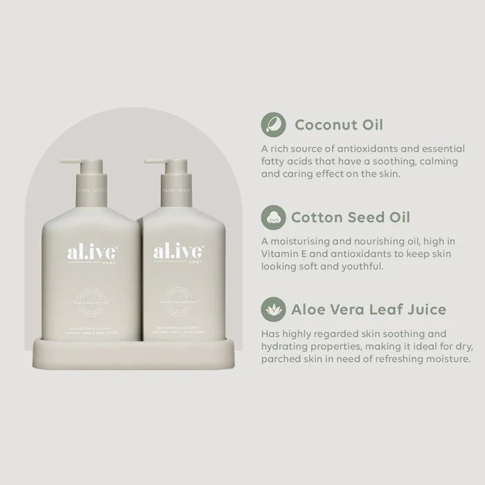 al.ive Body  Sea Cotton & Coconut Wash & Lotion Duo
