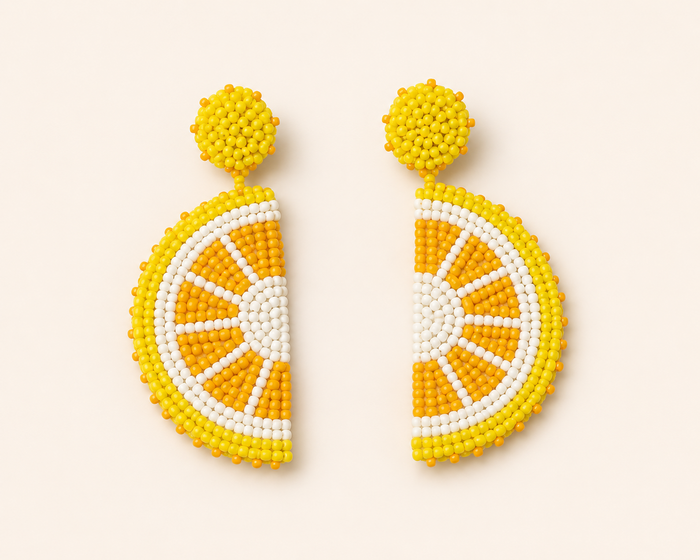 Alloy Beaded Orange Shape Earrings