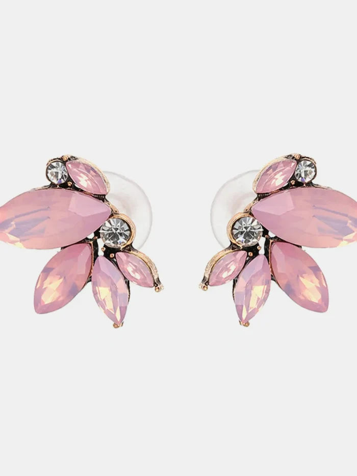 Alloy Rhinestone Flower Stud Earrings