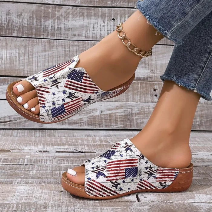 American Flag Wedge Sandals