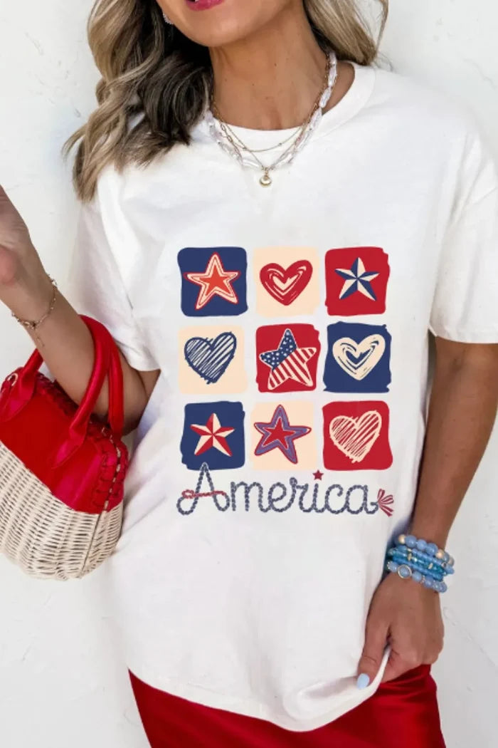 American Heart Star Checkered Graphic Tee