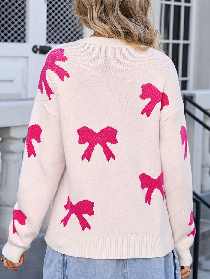 Angel Wings Bow Sweater - Cozy, Casual, Fashionable Knitwear