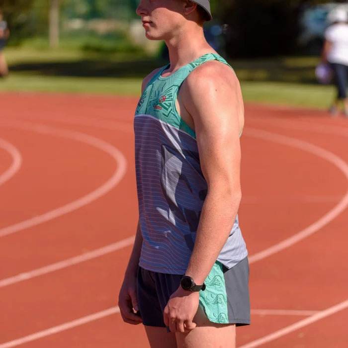 ATAS Mens Grey & Green Split Shorts