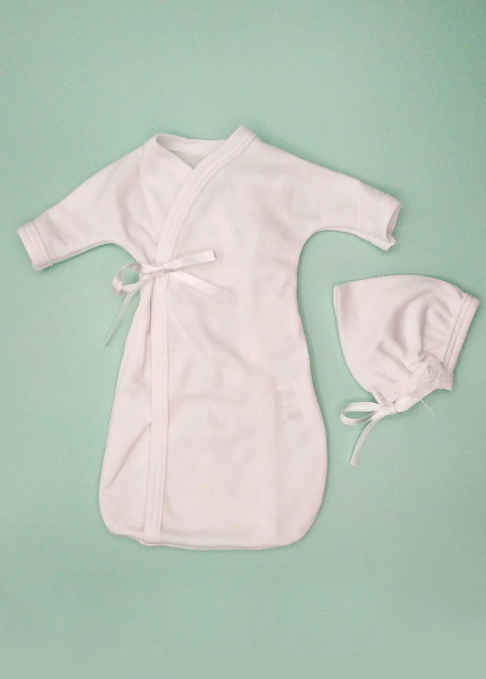 Baby Bereavement Gown & Bonnet, White, Organic (Burial Gown) Bereavement gown Tiny & Small