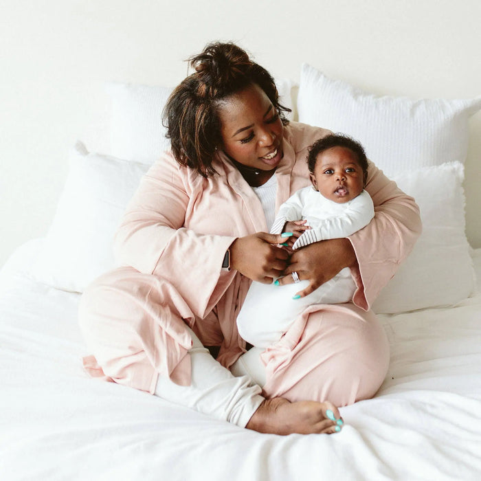 Baby Sleeping Sack / Gown - White/Grey Stripe Sleeping Bag Goumikids