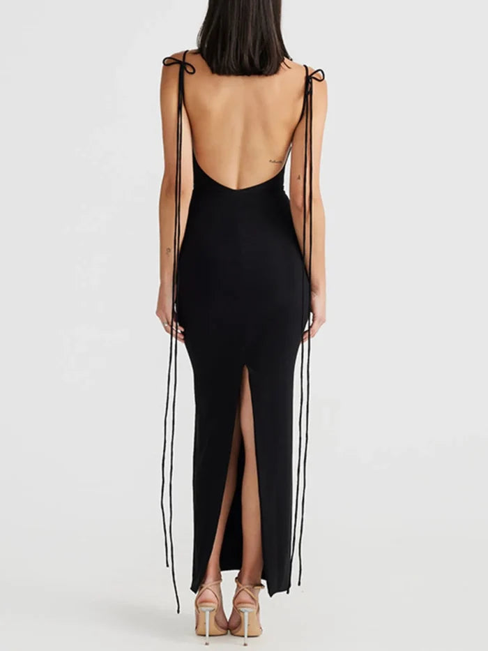 Backless Slit Sleeveless Bodycon Maxi Dress