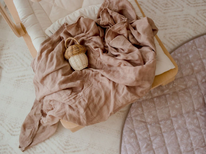 Bambella Bamboo Cotton Muslin Swaddle Wrap - Hazelnut