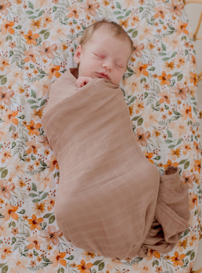 Bambella Bamboo Cotton Muslin Swaddle Wrap - Hazelnut