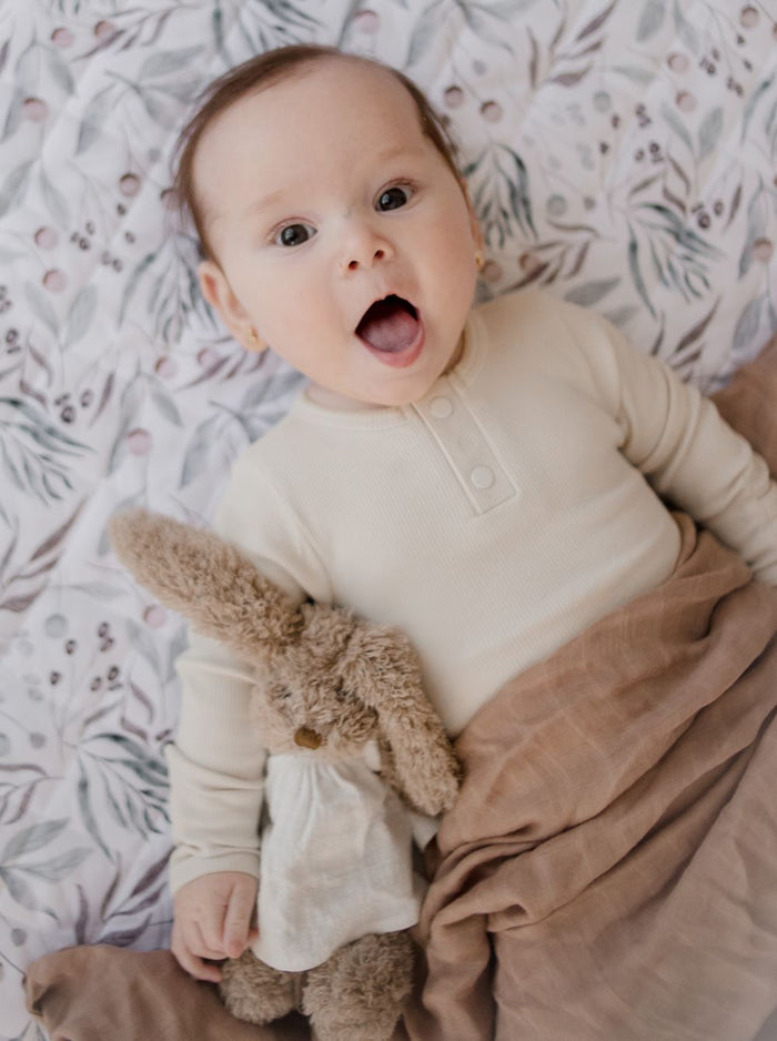 Bambella Bamboo Cotton Muslin Swaddle Wrap - Hazelnut