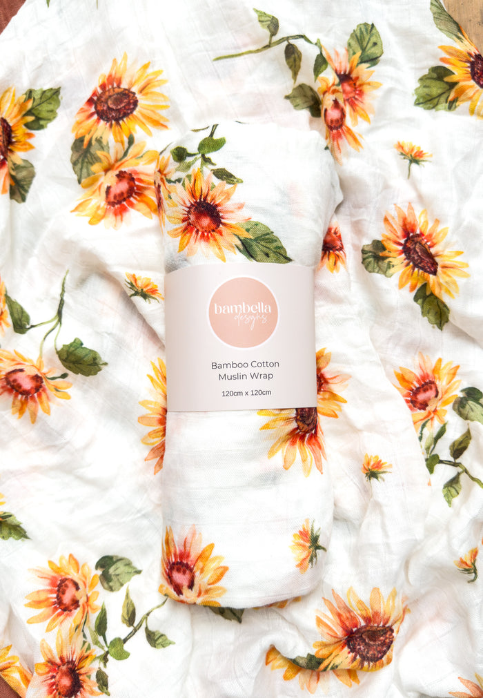 Bambella Bamboo Cotton Muslin Swaddle Wrap - Sunny Days