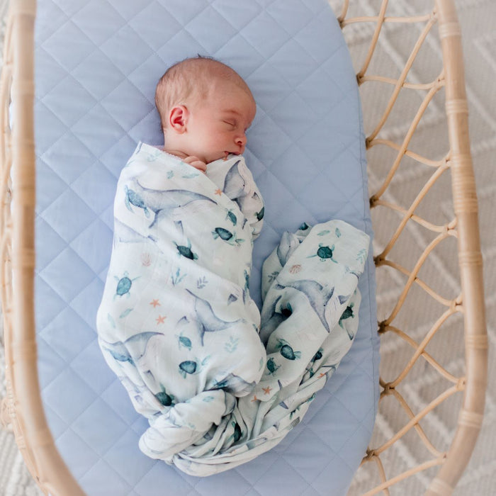 Bambella Bamboo Cotton Muslin Swaddle Wrap - Turtle Bay
