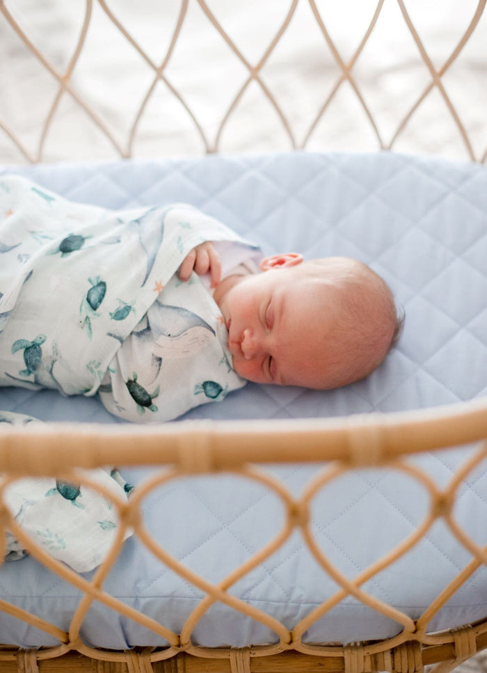 Bambella Bamboo Cotton Muslin Swaddle Wrap - Turtle Bay