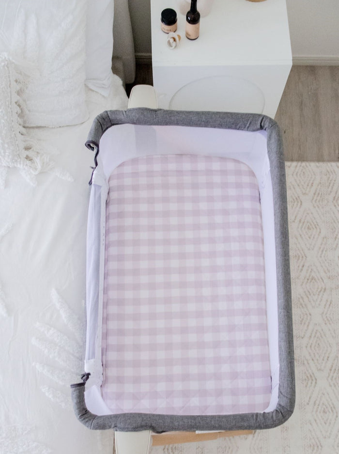 Bambella Co-Sleeper Fitted Waterproof Sheet | Blush Gingham