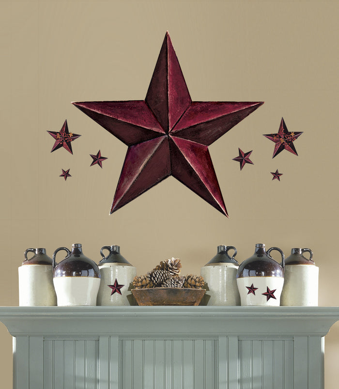 Barn Star Peel & Stick Giant Wal Decal - Burgundy image