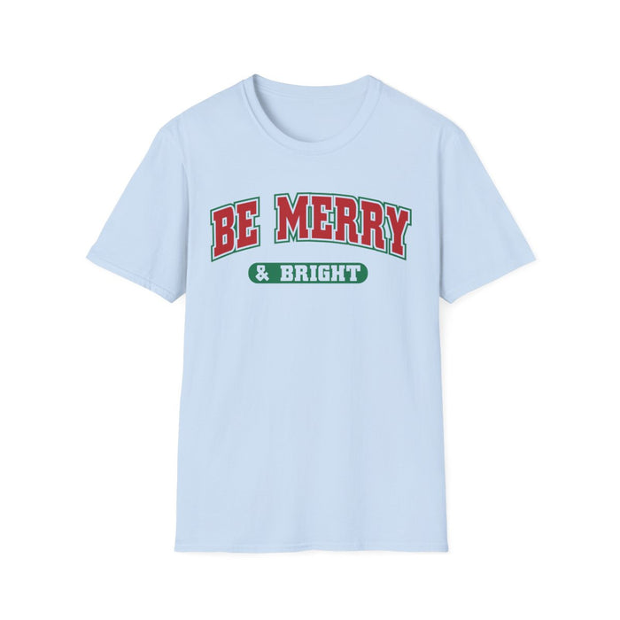 white t-shirt with be merry and bright christmas message