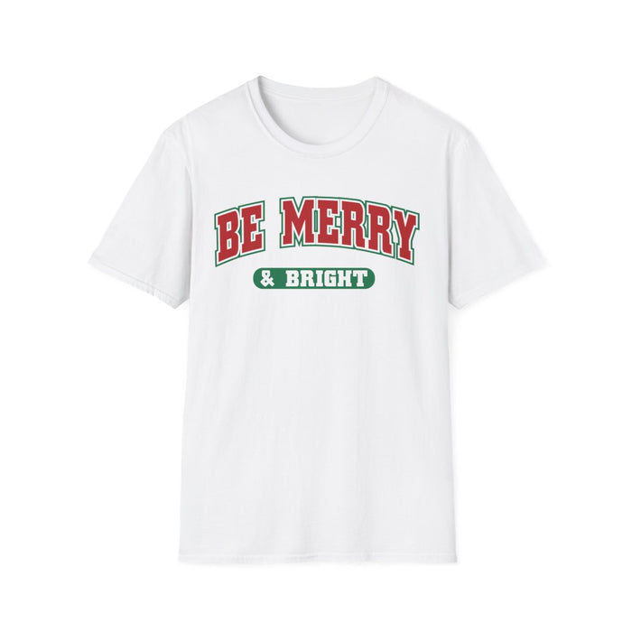 natural cream t-shirt with merry and bright holiday graphic