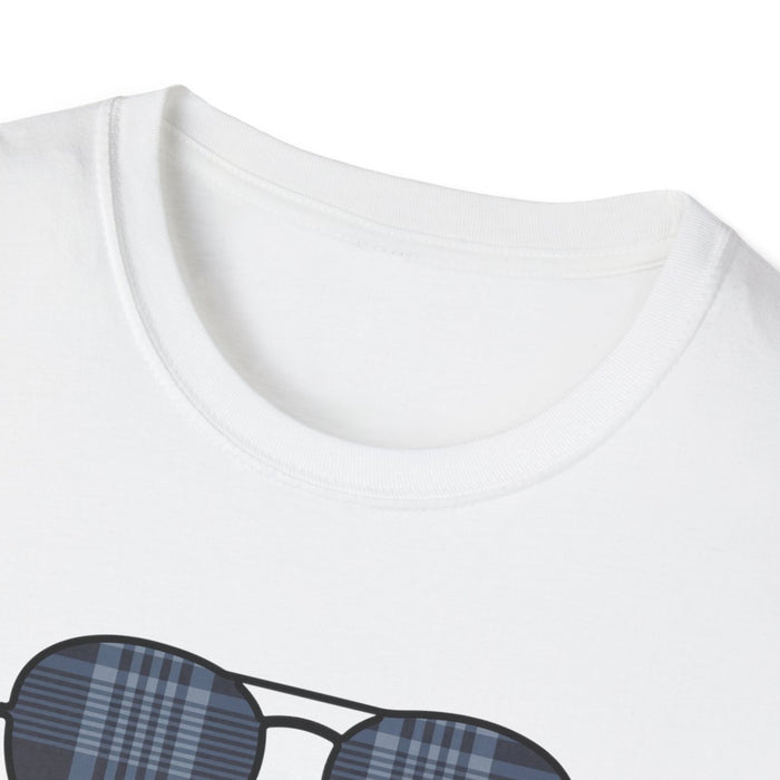 red t-shirt with best dad ever aviators beard print