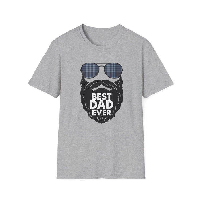 sport grey t-shirt with best dad ever beard and sunglasses design