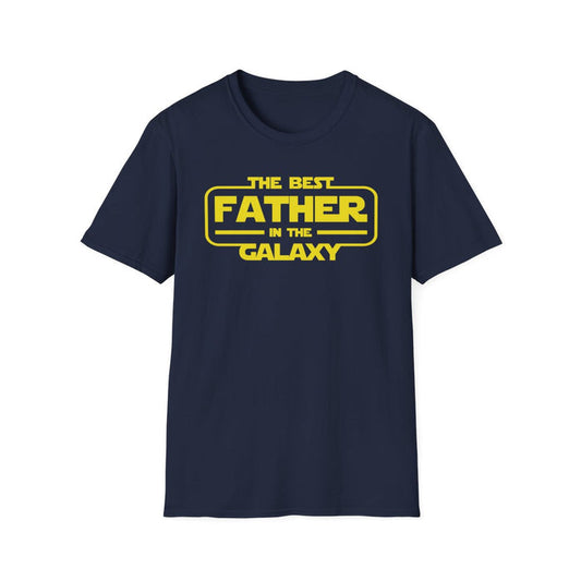 black t-shirt with best father in the galaxy funny dad design