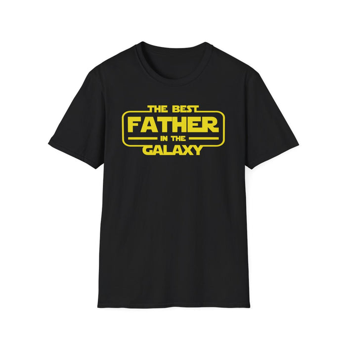 military green t-shirt with funny best father in the galaxy graphic