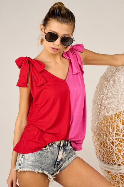 BiBi Shoulder Ribbon Tank: Vibrant, Trendy, and Fashion-Forward