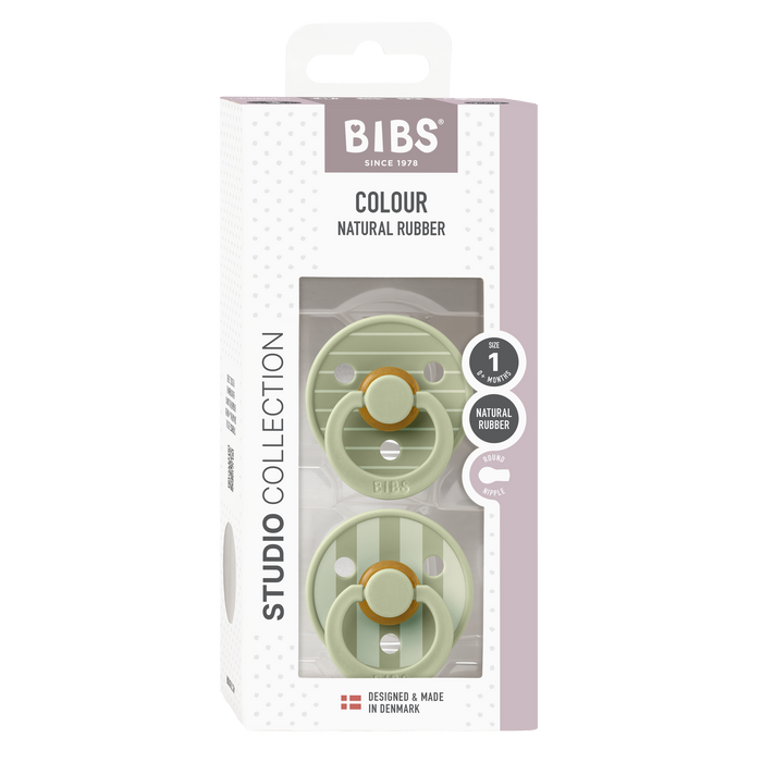 BIBS Studio Collection Round Dummies Twin Pack - Pinstripe