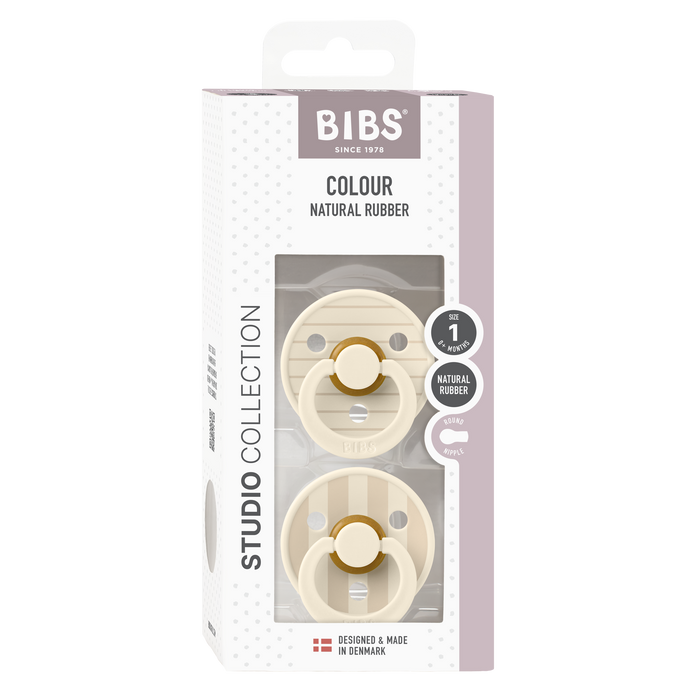 BIBS Studio Collection Round Dummies Twin Pack - Pinstripe