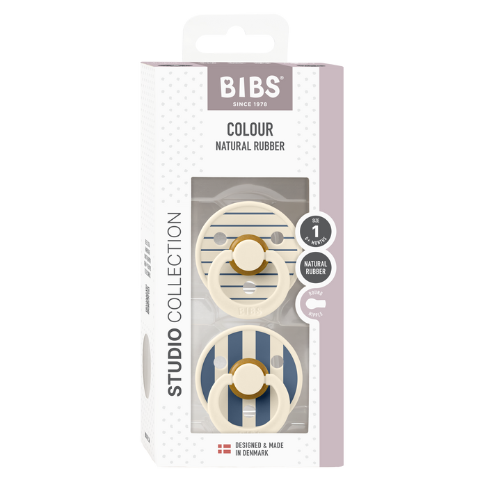 BIBS Studio Collection Round Dummies Twin Pack - Pinstripe