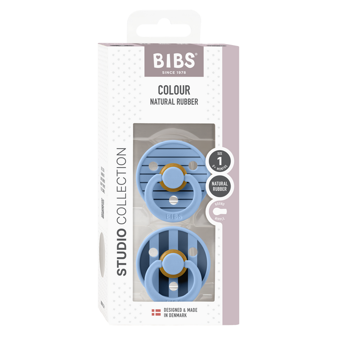 BIBS Studio Collection Round Dummies Twin Pack - Pinstripe