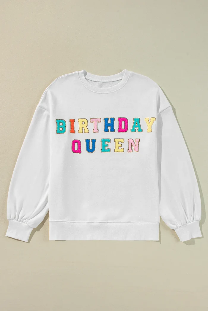 Birthday Queen Festive Sequin Sweatshirt - Vibrant & Stylish