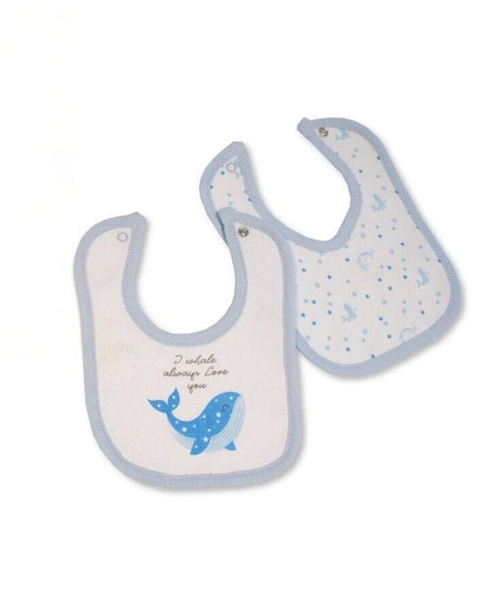 Blue "I whale always love you" Premature baby Bib - 2 pack Dribble Bib Tiny Baby