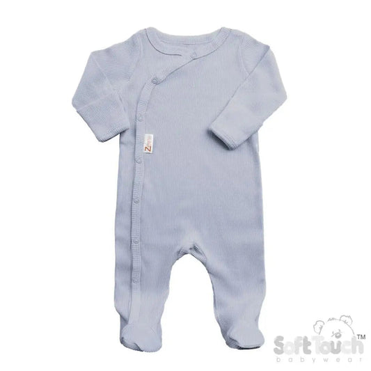 Blue Ribbed Sleepsuit Sleepsuit / Babygrow Soft Touch