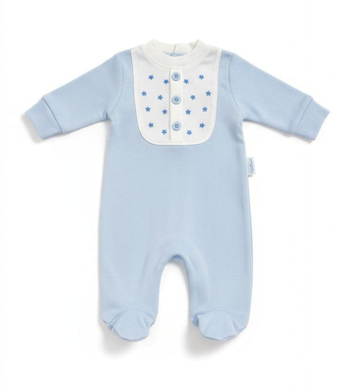 Blue "Stars" All In One Sleepsuit / Babygrow Tiny Chick