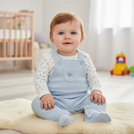 Blue Stars Quilted Dungaree Set Dungaree My Little Chick