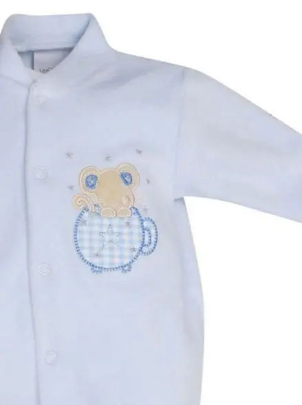 Blue Velour Mouse In Teacup Sleepsuit Dandelion