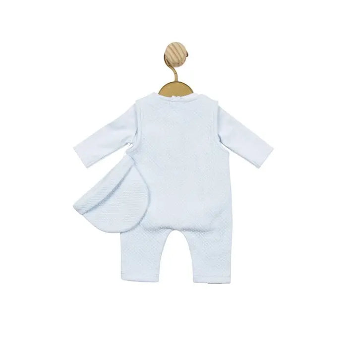 Blue Waffle Tiny Baby Body, Dungaree and Hat - Three Piece Set Outfit Mintini Baby