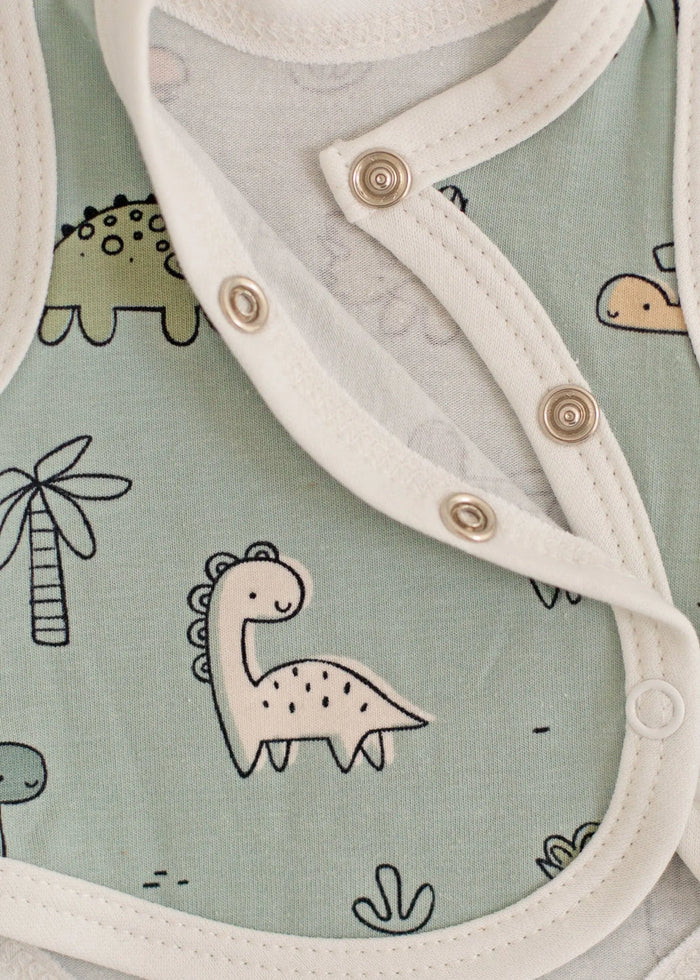 2 piece wrap top & trouser set, Dino Buddies, Teal Top & Trousers Tiny & Small