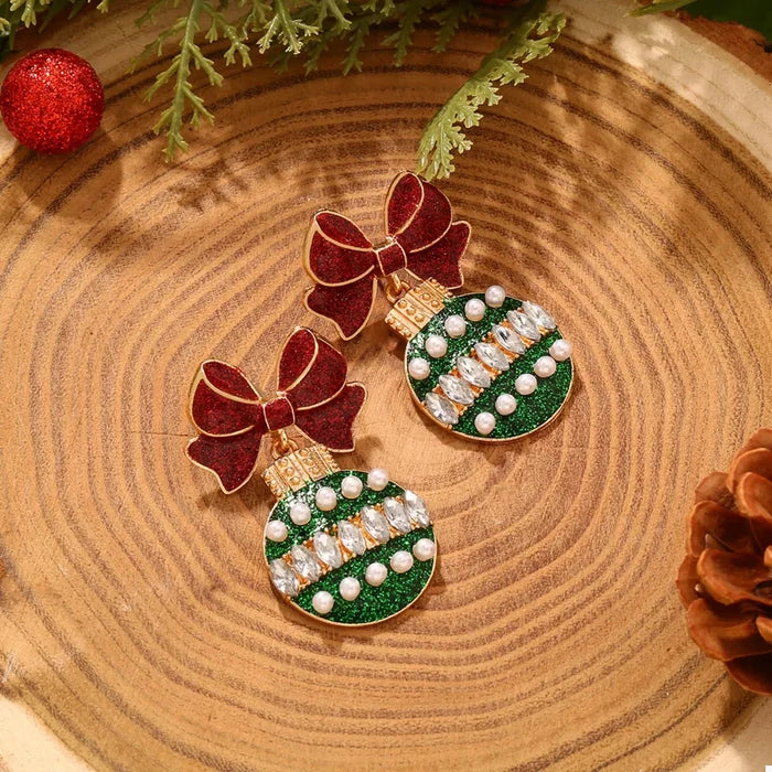 Bowknot Christmas Drop Earrings