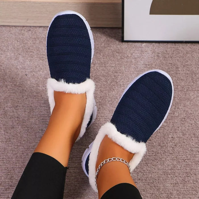 Breathable Mesh Fuzzy Slip-Ons