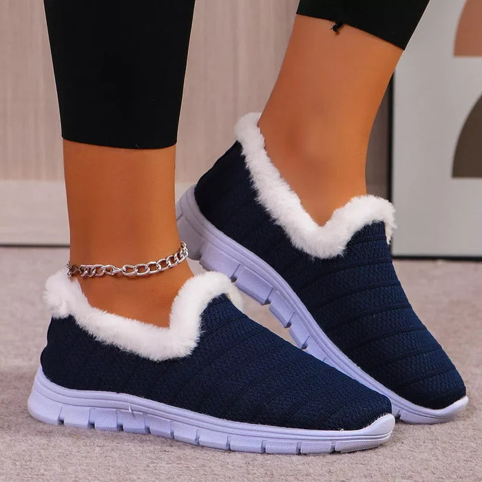 Breathable Mesh Fuzzy Slip-Ons