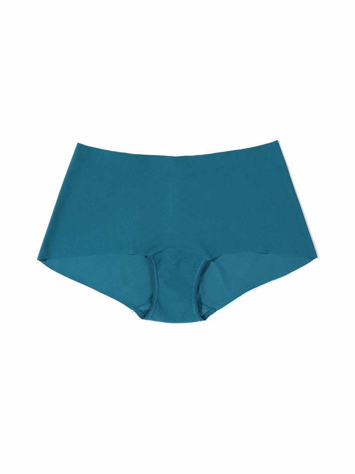 BreatheSoft™ Boyshort Earth Dance Green - Flat Lay, Teal Seamless Microfiber Everyday Boyshort Panty | Hanky Panky