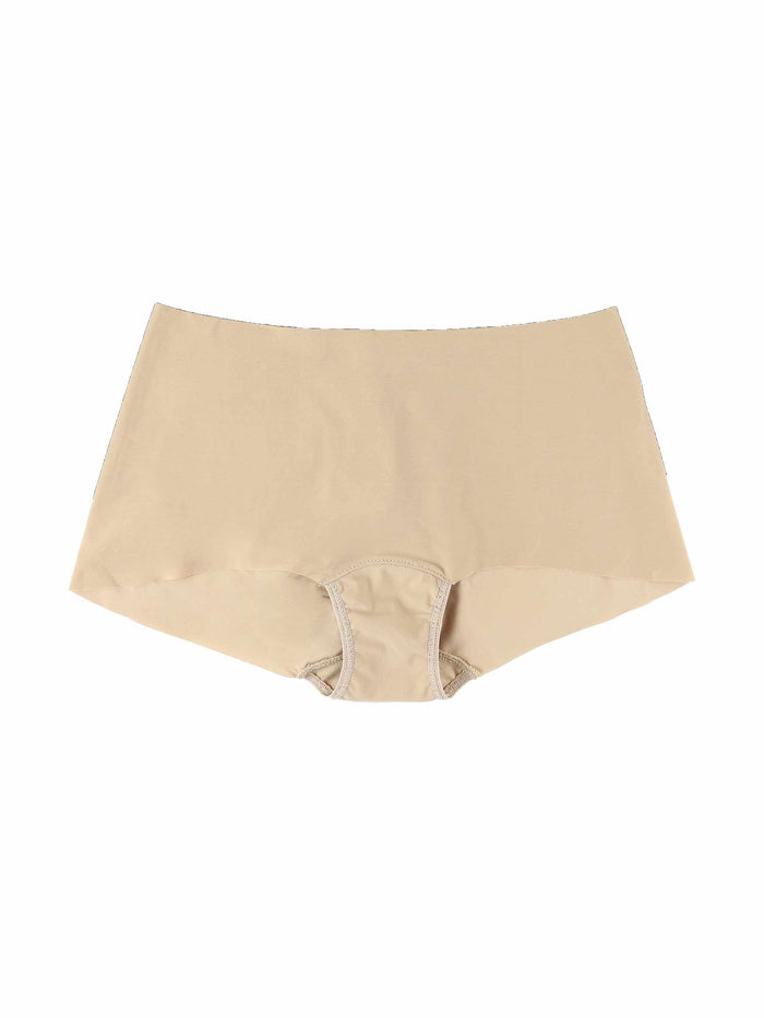 BreatheSoft™ Boyshort Taupe - Flat Lay Interior Gusset Detail, Seamless Microfiber Boyshort | Hanky Panky